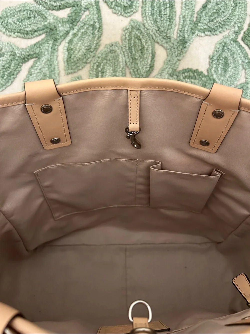 Coach Metro XL Gold Metallic Tote With Tan Trim